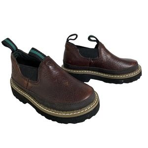 GEORGIA GIANT Boots Boys Sz 6 1/2 Brown Infant Little Giant Romeo Shoes Slip On